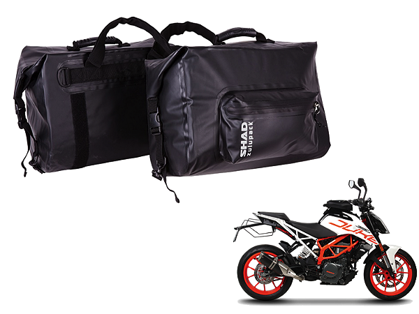 KIT BOLSA LATERAL IMPERMEÁVEL 18 LITROS COM SUPORTE KTM DUKE 390 (A PARTIR 2018)