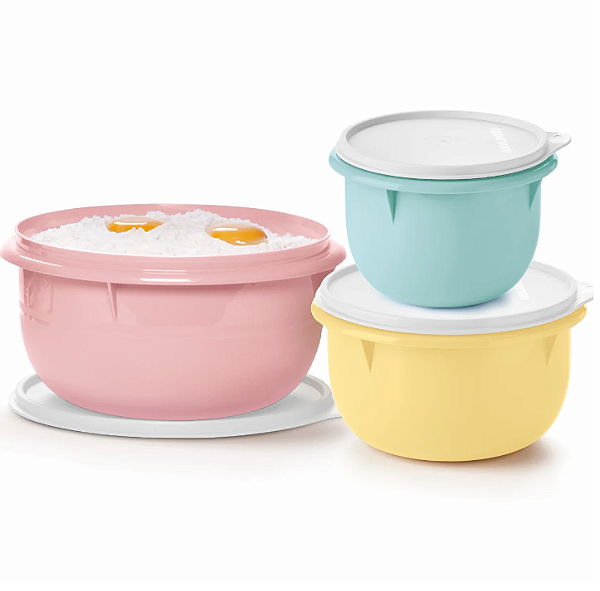 Tupperware Kit Tigela Batedeira 3 peças Candy Colors