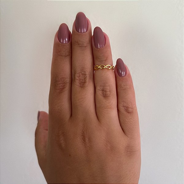 Anel de falange regulável  entrelaçado banhado a Ouro 18K