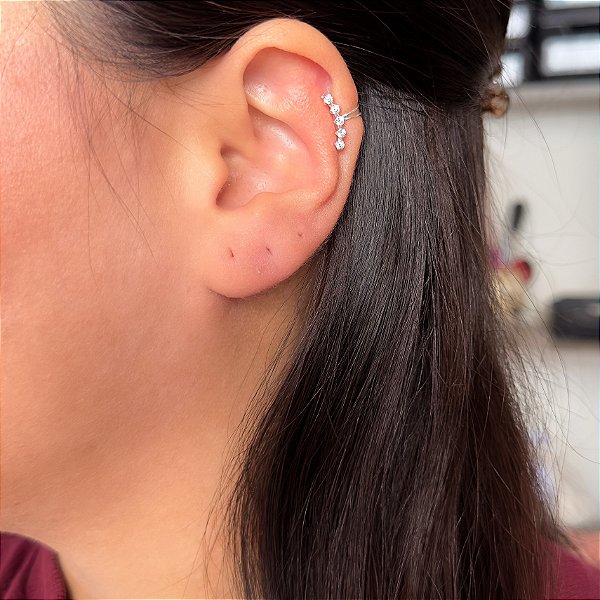 Piercing de pressão cravejado Helix em Prata 925