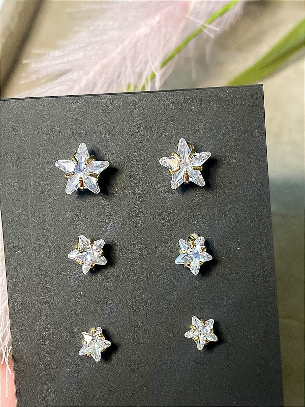 Brinco Trio Estrelas em Zircônia