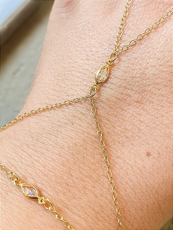 Pulseira de Mão com Zircônia oval
