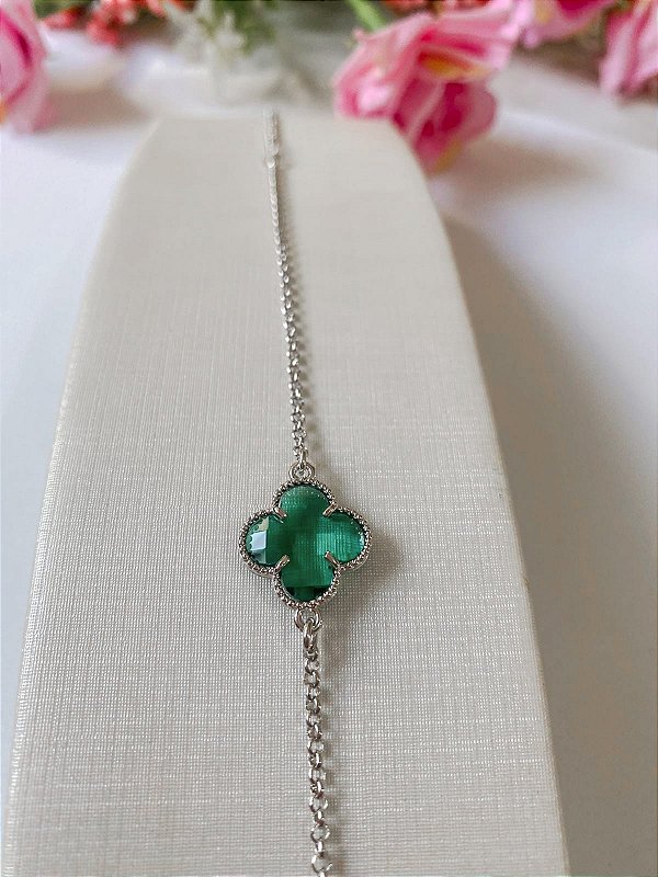 Pulseira Pingente Trevo Verde
