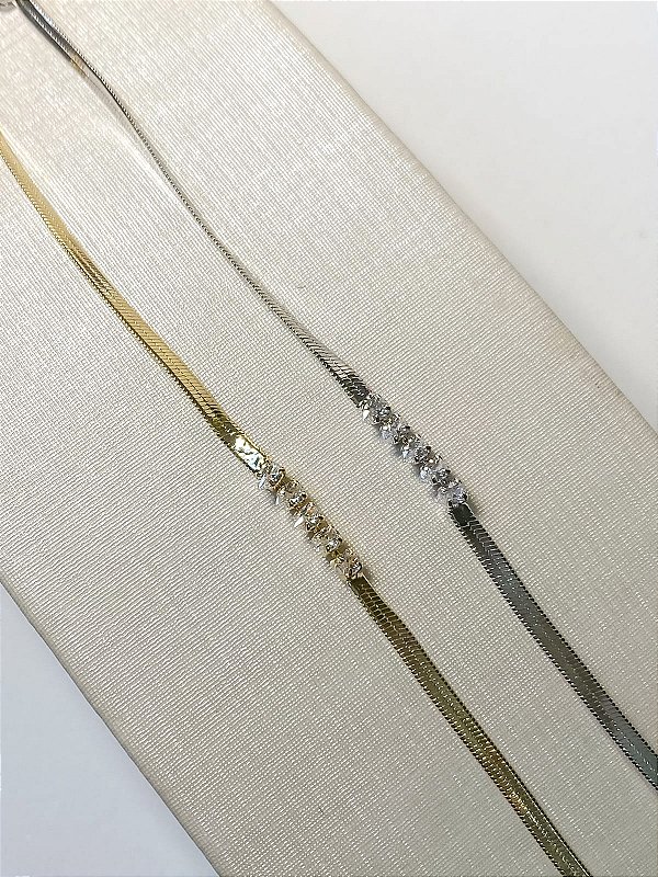 Pulseira Fita Infantil com Gotas em Zircônia