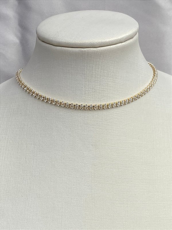 Colar Choker Riviera Zircônias Navete