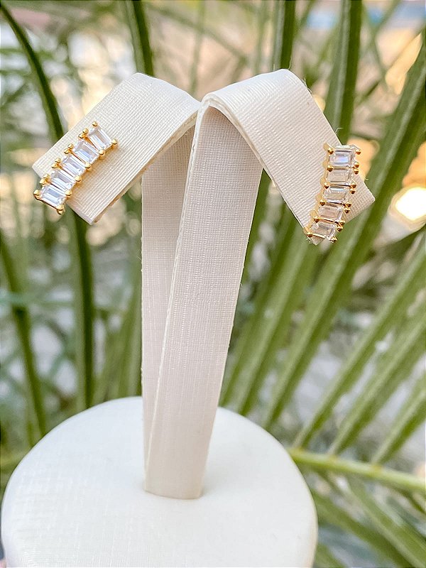 Brinco Ear Cuff Zircônias Quadradas