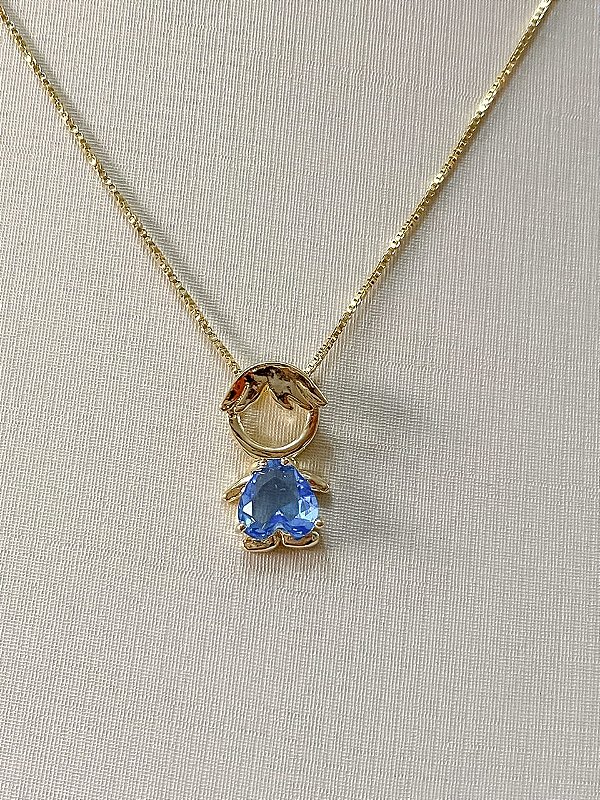Colar Filhos MENINO Com Pedra Coração