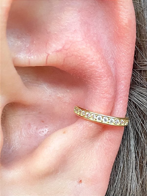 Piercing Fake  Quadrado Cravejado em Zircônias