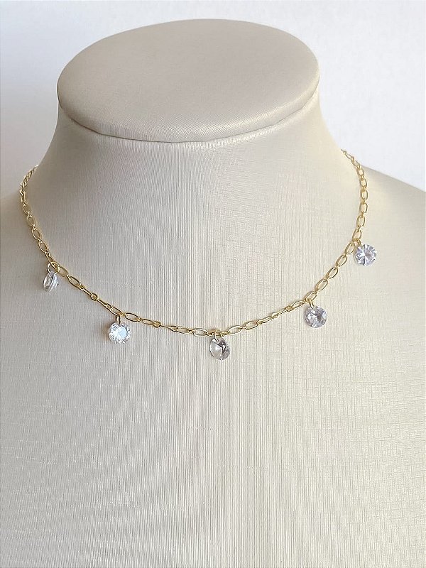 Colar Choker Com Pedras em Zircônia Cristal