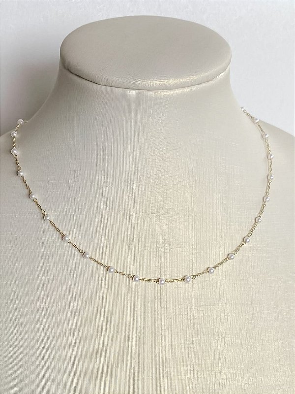 Colar Choker Com Pérolas