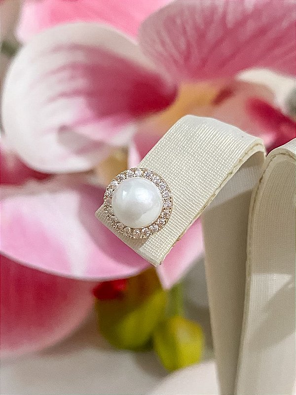 Brinco Redondo de Pérola com Micro Zircônias