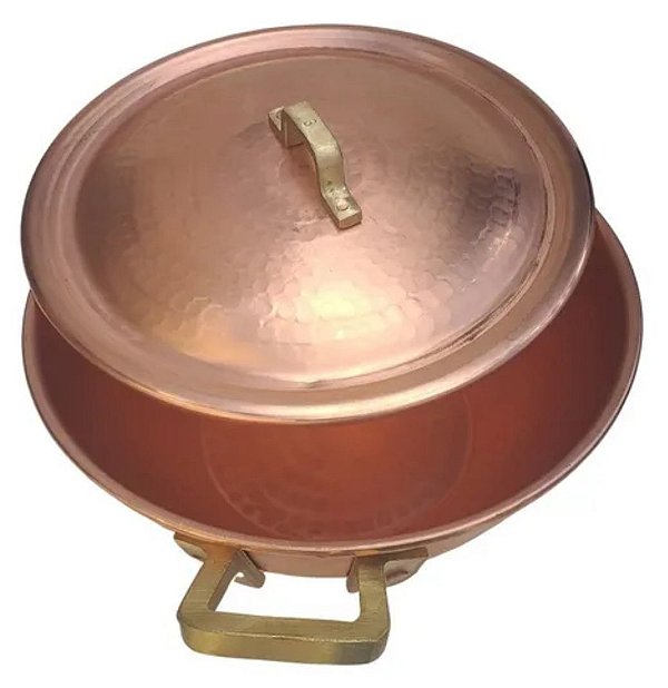 Tacho de cobre 15 lts com tampa - alças Bronze