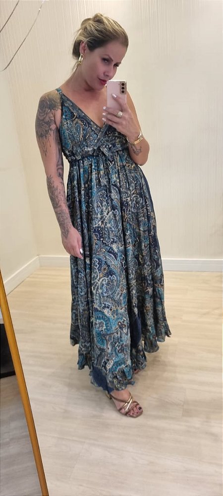 Vestido Estampado Indiano Alcinha Maria