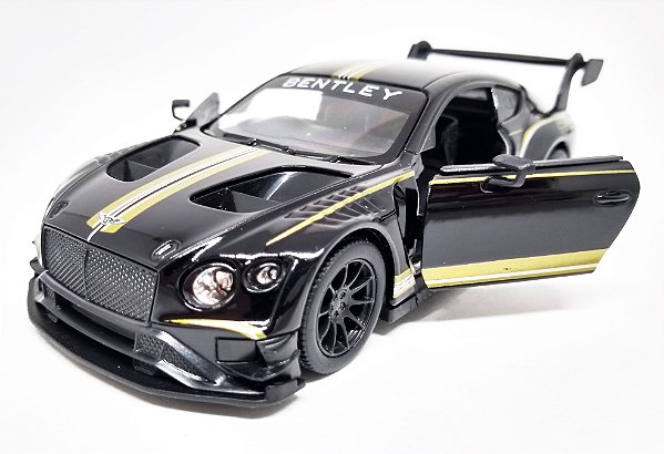 Bentley Continental GT3  Preto - Escala 1/38 - 12 CM