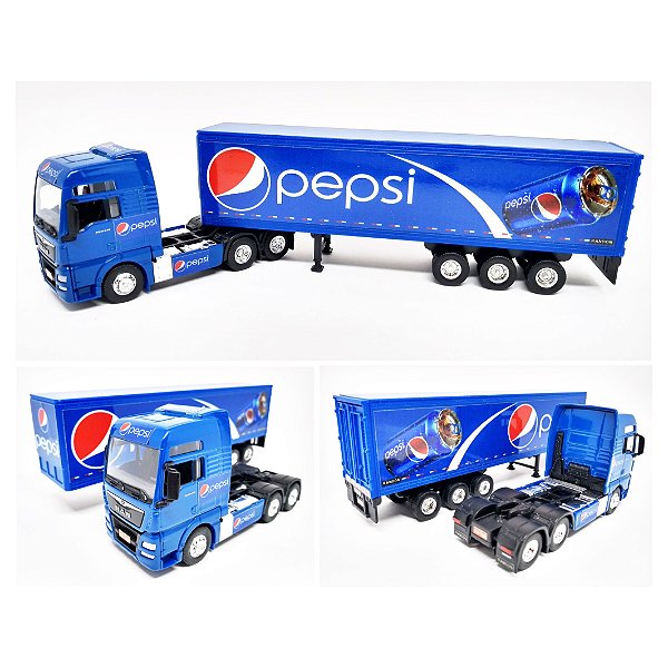 MAN TGX PEPSI - ESCALA 1/64 + CARRETA (ESCALA 1/68) = 25 CM