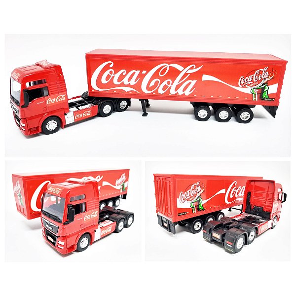 MAN TGX COCA COLA  - ESCALA 1/64 + CARRETA (ESCALA 1/68) = 25 CM