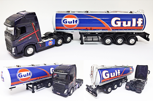 VOLVO FH500 GULF  - ESCALA 1/64 + CARRETA (ESCALA 1/64) = 25 CM