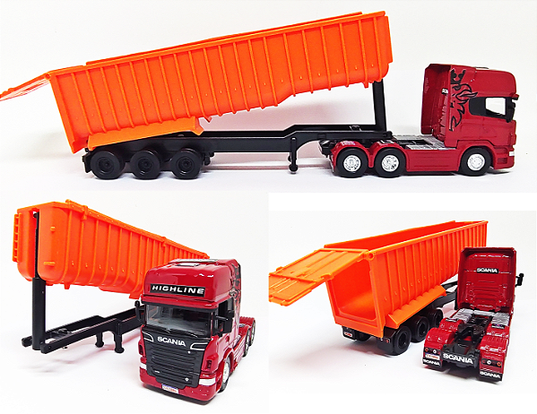 Scania Highline Vermelha  + Carreta Basculante 1/64