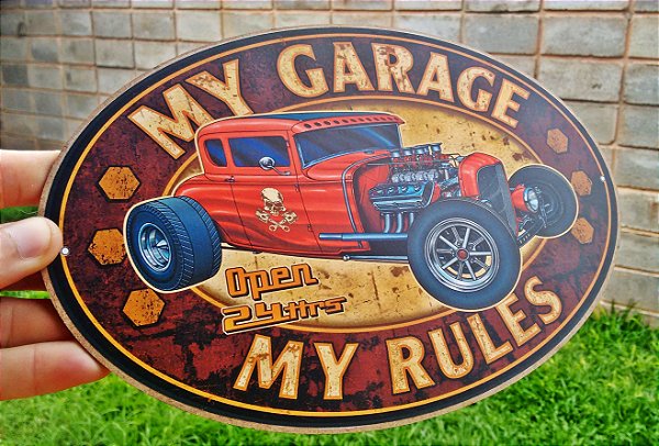 Placa Decorativa My Garage My Rules