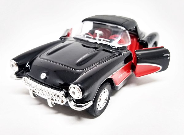 Chevrolet Corvette 1957 Preto - Escala 1/38 - 12 CM