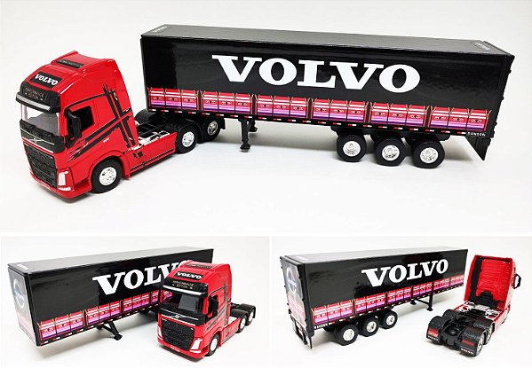 Volvo FH500 Vermelho + CARRETA  PERSONALIZADA - ESCALA 1/64 (25 CM)