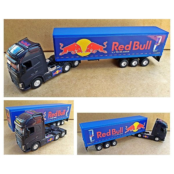 VOLVO FH500 RED BULL - ESCALA 1/64 + CARRETA (ESCALA 1/68) = 25 CM