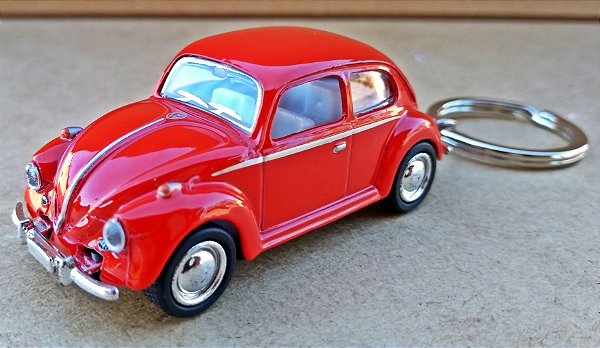 Volkswagen Fusca Vermelho - Chaveiro - Escala 1/64 - 06 CM