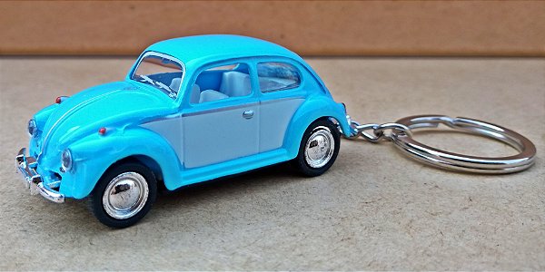 Volkswagen Fusca Azul/Branco - Chaveiro - Escala 1/64 - 06 CM