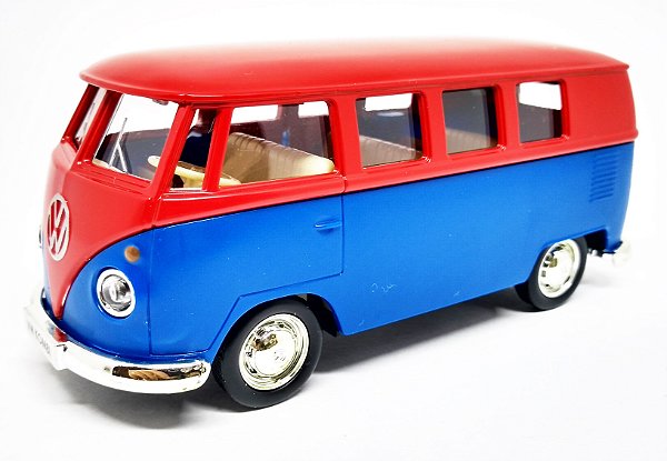 Volkswagen Kombi 1962 Vermelha/Azul - Escala 1/32 - 13 CM
