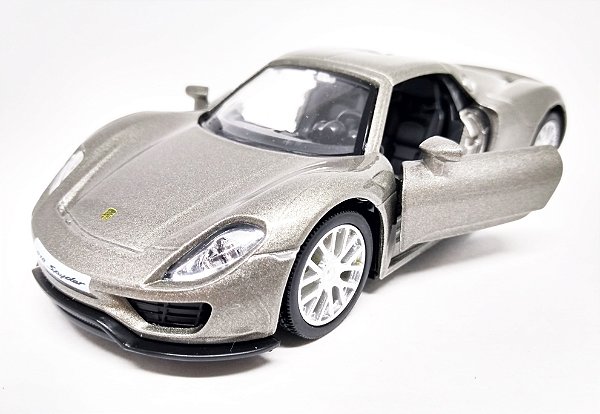 Porsche 918 Spyder Prata - Escala 1/36 13 CM