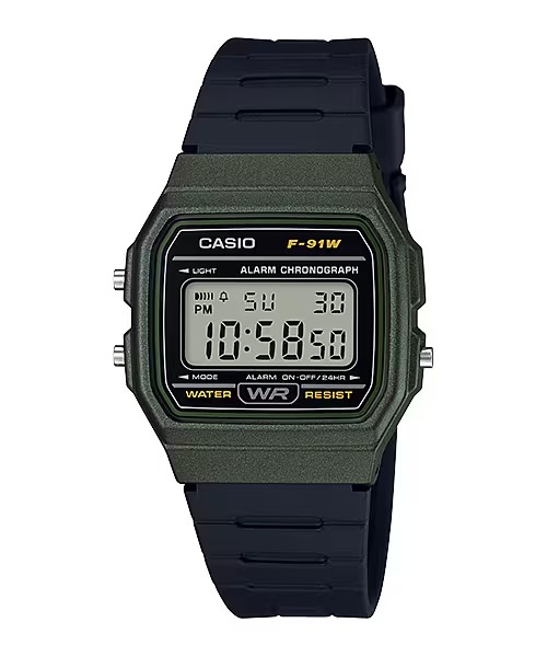 Relógio Casio Digital F91 Preto/Verde