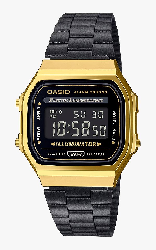 Relogio Casio Metal Iluminator Preto/ Dourado