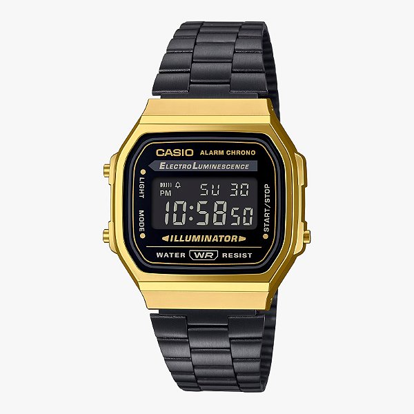 Relogio Casio Metal Iluminator Preto/ Dourado