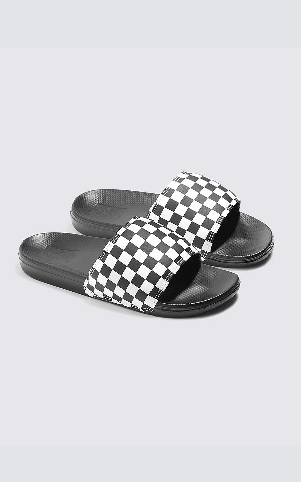 Chinelo slide-on la costa checkerboard true white