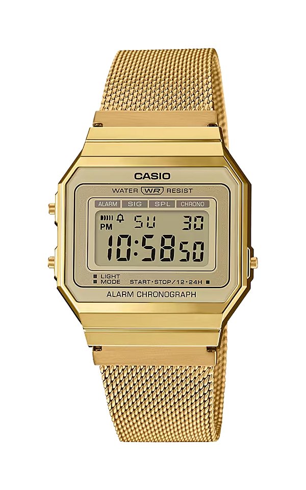 Relógio Casio Vintage Dourado Pulseira de Malha A700