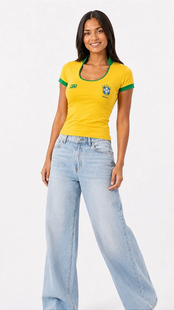 Camiseta Brasil Manga Curta Amarela CA