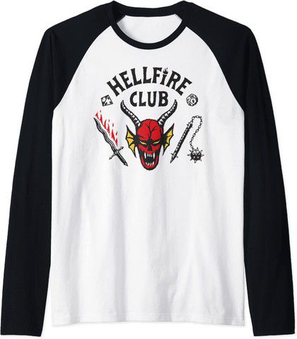 Camiseta Hellfire Club Stranger Things Raglan Manga Longa