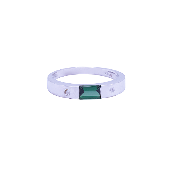 Anel Aparador de Aliança com e Ouro Branco 18k (PLTTV18W)