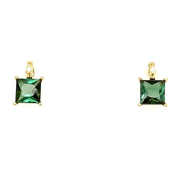 Brinco de Turmalina Verde e Ouro Amarelo 18k (B13313n)