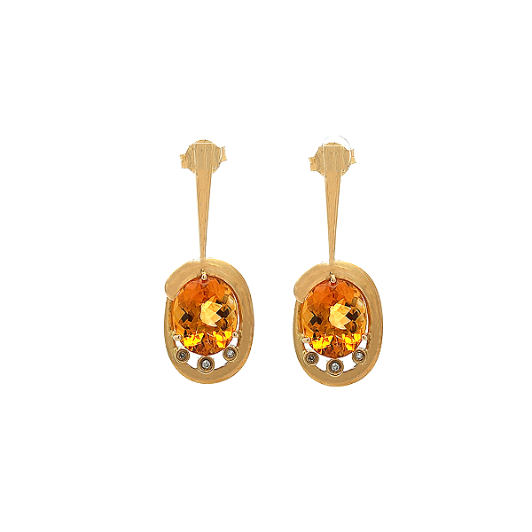 Brinco de Citrino e Ouro Amarelo 18K (B13602)