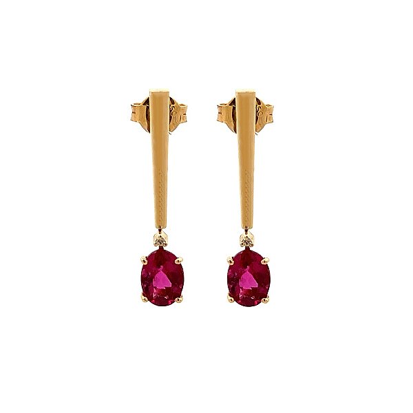 Brinco de Rubelita e Ouro Amarelo 18K (PLTRB22Y)