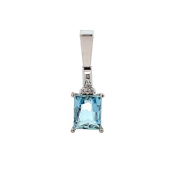 Pingente de Água Marinha e Ouro Branco 18K (P13152)