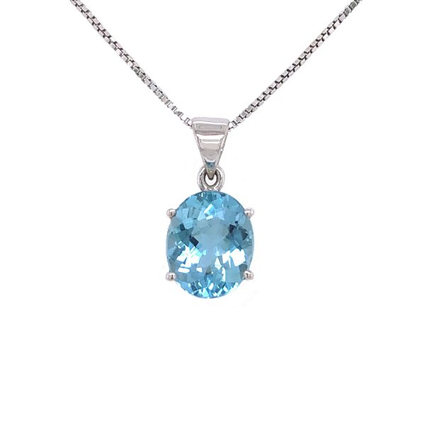 Pingente de Água Marinha e Ouro Branco 18K (P11913)