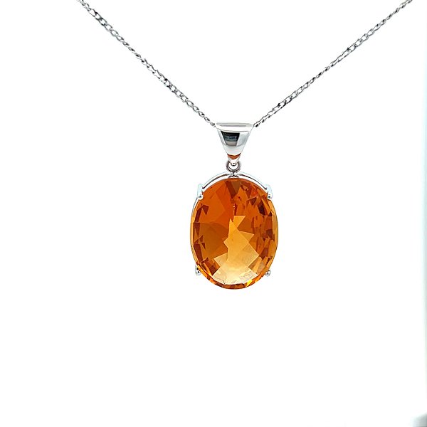 Pingente de Citrino e Ouro Branco 18K (P12123)