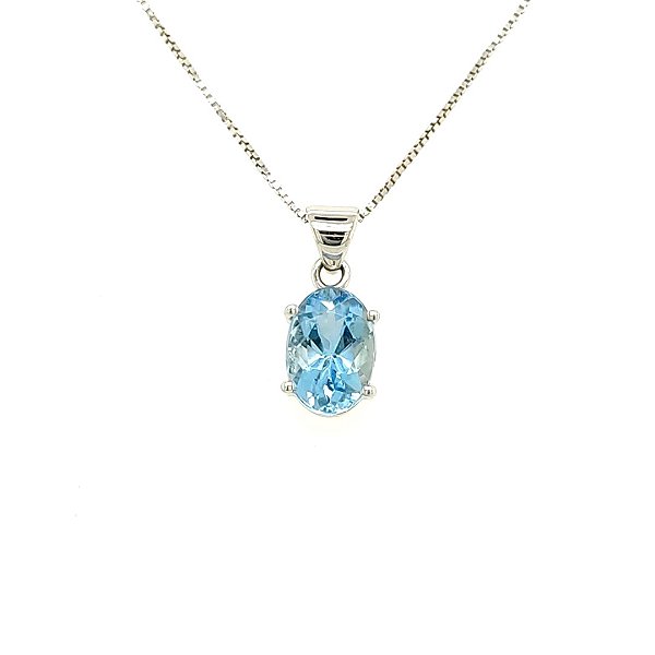 Pingente de Água Marinha e Ouro Branco 18K (P11813)