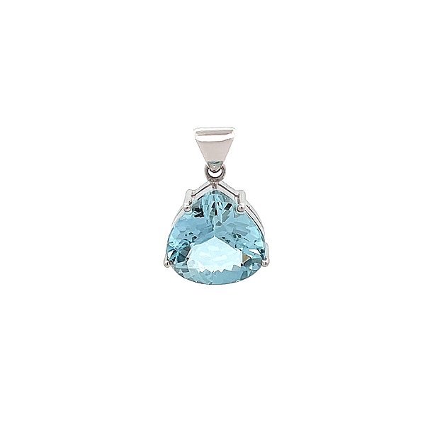 Pingente de Água Marinha e Ouro Branco 18K (P9096)