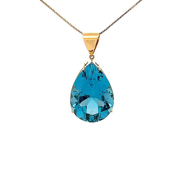 Pingente de Topázio Azul e Ouro Amarelo 18K (P12502)