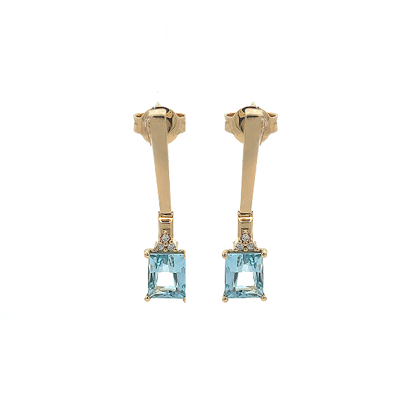 Brinco de Água Marinha e Ouro Amarelo 18K (B13150)