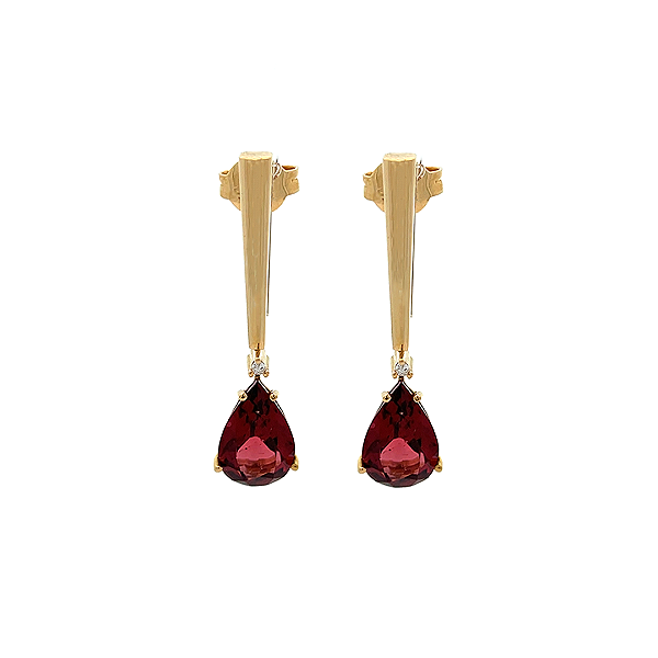 Brinco de Granada e Ouro Amarelo 18K (B13685)