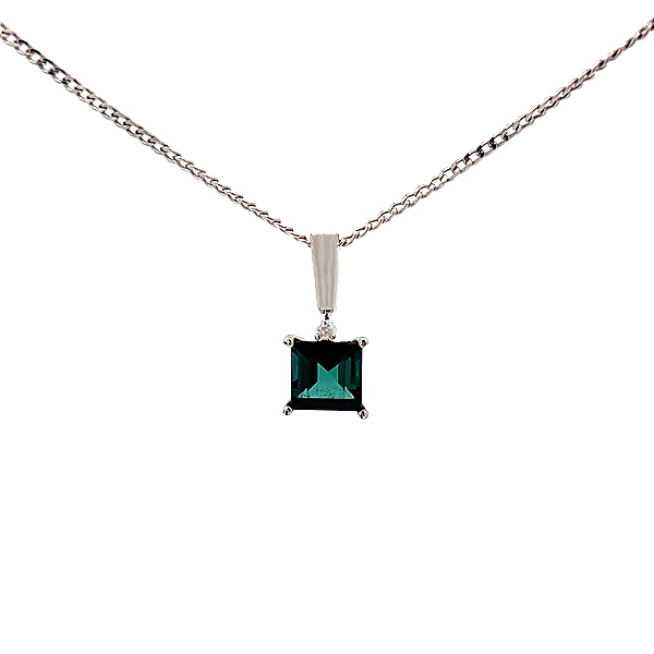 Pingente de Turmalina Indicolita e Ouro Branco 18K (P13700)